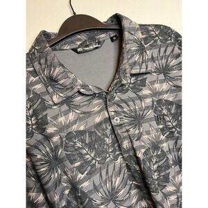 Travis Mathew Men's XXL Grey Tropical Palm Leaf Short Sleeve Polo Golf Shirt